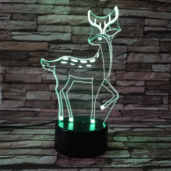 Őz  7 színű 3D led lámpa