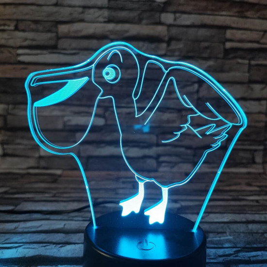 Pelikán 7 színű 3D led lámpa