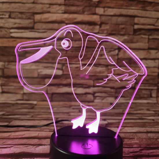 Pelikán 7 színű 3D led lámpa