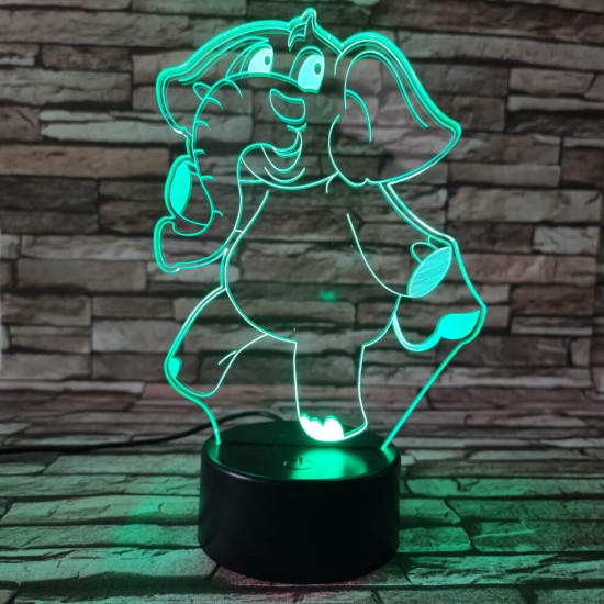 Táncoló elefánt 7 színű 3D led lámpa
