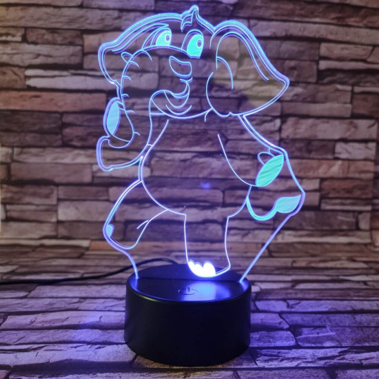 Táncoló elefánt 7 színű 3D led lámpa