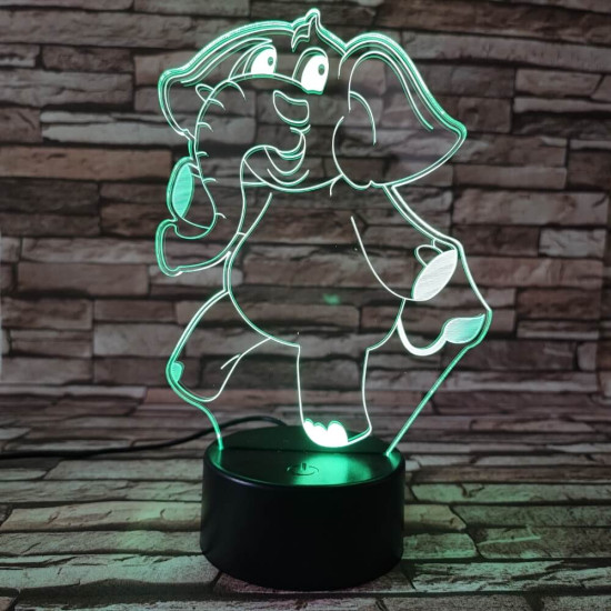 Táncoló elefánt 7 színű 3D led lámpa