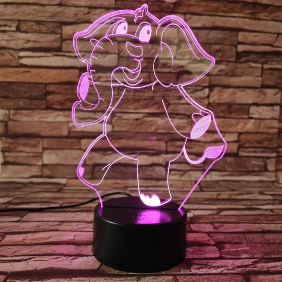 Táncoló elefánt 7 színű 3D led lámpa
