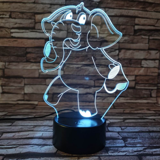 Táncoló elefánt 7 színű 3D led lámpa
