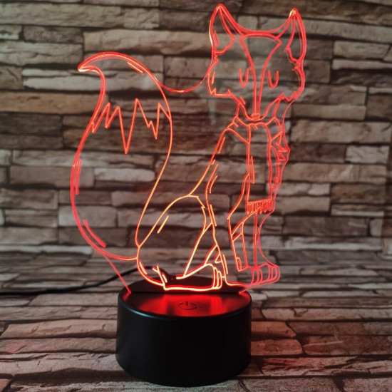 Sálas róka  7 színű 3D led lámpa