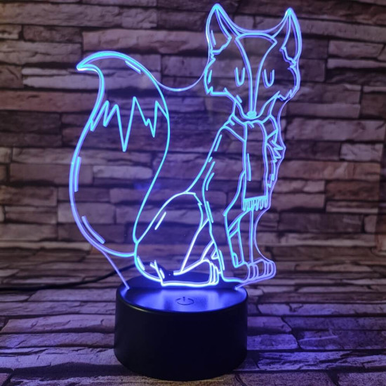Sálas róka  7 színű 3D led lámpa