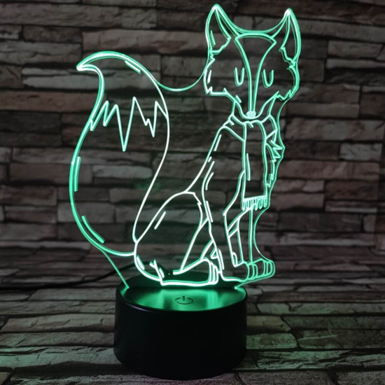 Sálas róka  7 színű 3D led lámpa