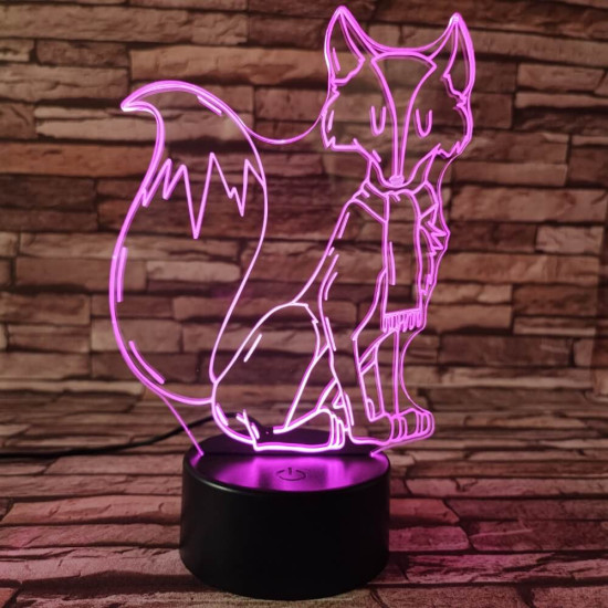 Sálas róka  7 színű 3D led lámpa