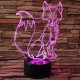 Sálas róka  7 színű 3D led lámpa