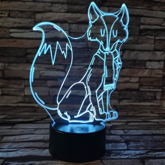 Sálas róka  7 színű 3D led lámpa