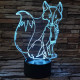 Sálas róka  7 színű 3D led lámpa