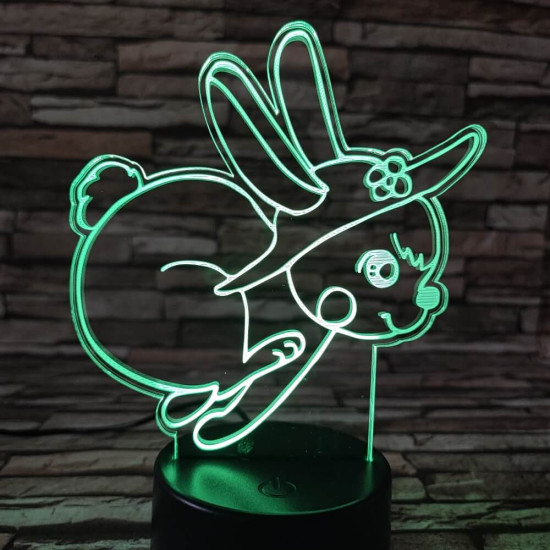 Nyuszi fut  7 színű 3D led lámpa