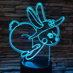 Nyuszi fut  7 színű 3D led lámpa
