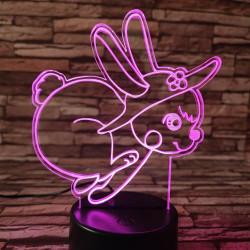 Nyuszi fut  7 színű 3D led lámpa