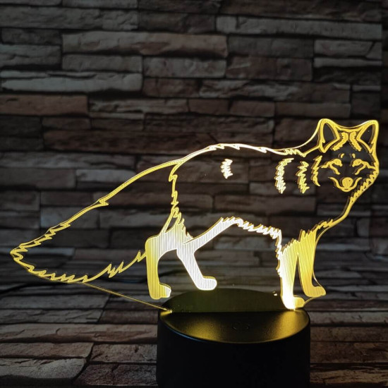 Róka 3 7 színű 3D led lámpa