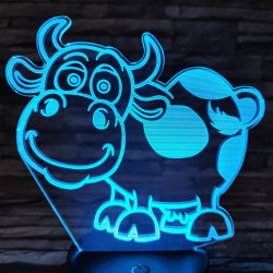 Tehén 7 színű 3D led lámpa