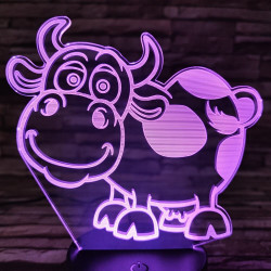 Tehén 7 színű 3D led lámpa