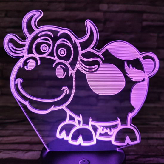 Tehén 7 színű 3D led lámpa
