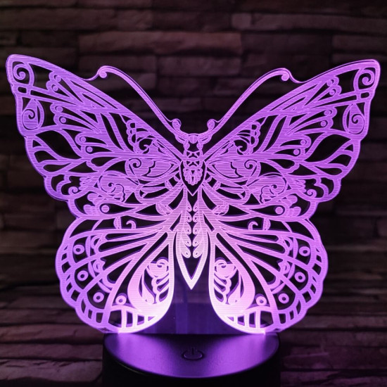 Pillangó 2 7 színű 3D led lámpa 