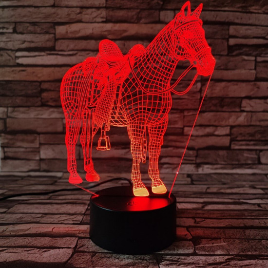 Ló nyereggel 7 Színű 3D led lámpa