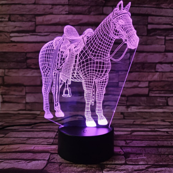 Ló nyereggel 7 Színű 3D led lámpa