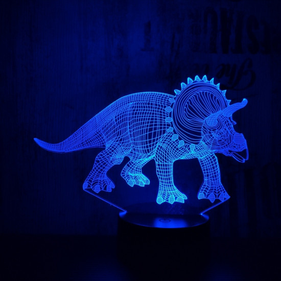 Triceratops dinó 7 színű 3D led lámpa