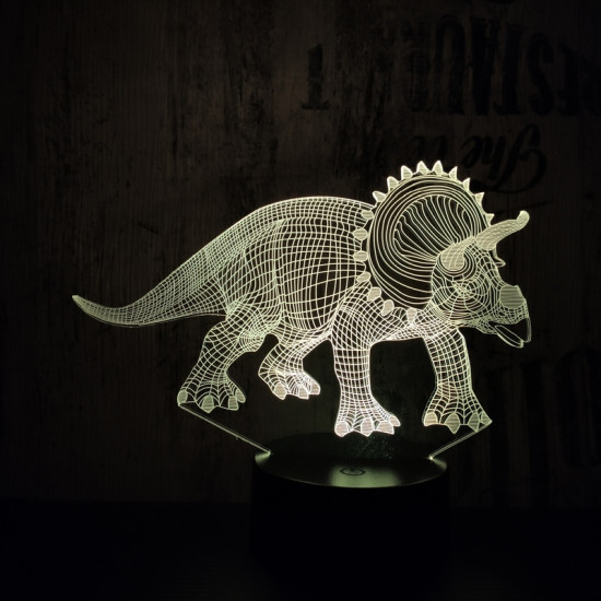 Triceratops dinó 7 színű 3D led lámpa