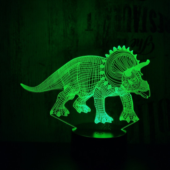 Triceratops dinó 7 színű 3D led lámpa