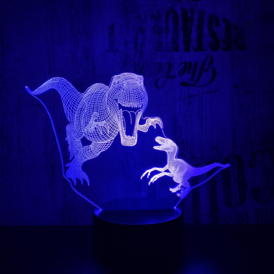 T-Rex és Velociraptor 7 színű 3D led lámpa