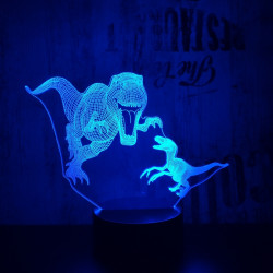 T-Rex és Velociraptor 7 színű 3D led lámpa