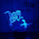 T-Rex és Velociraptor 7 színű 3D led lámpa