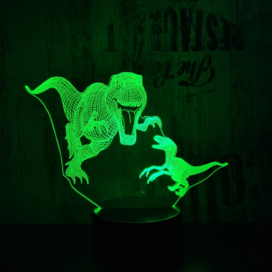 T-Rex és Velociraptor 7 színű 3D led lámpa