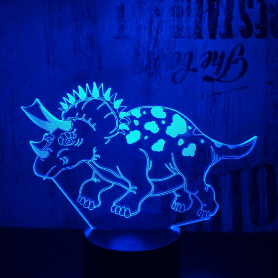 Triceratops 7 színű 3D led lámpa