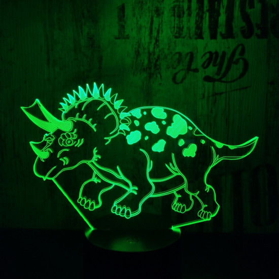 Triceratops 7 színű 3D led lámpa