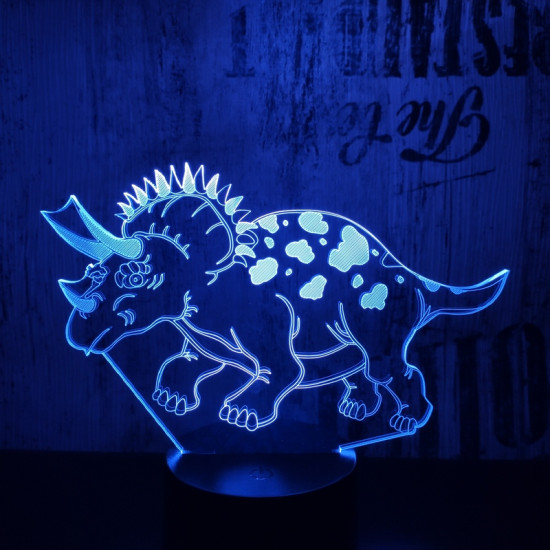 Triceratops 7 színű 3D led lámpa