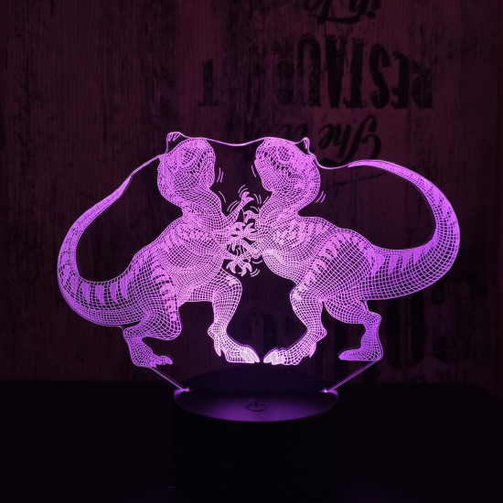 Dinók viadala 7 színű 3D led lámpa