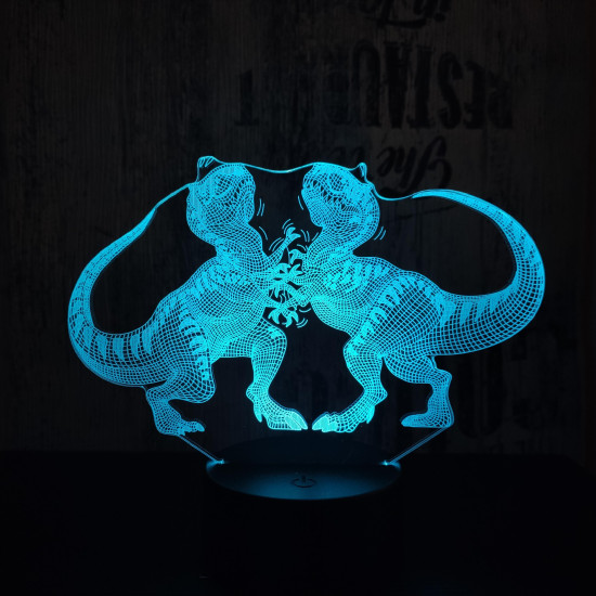 Dinók viadala 7 színű 3D led lámpa
