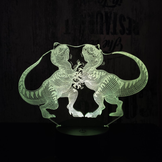 Dinók viadala 7 színű 3D led lámpa