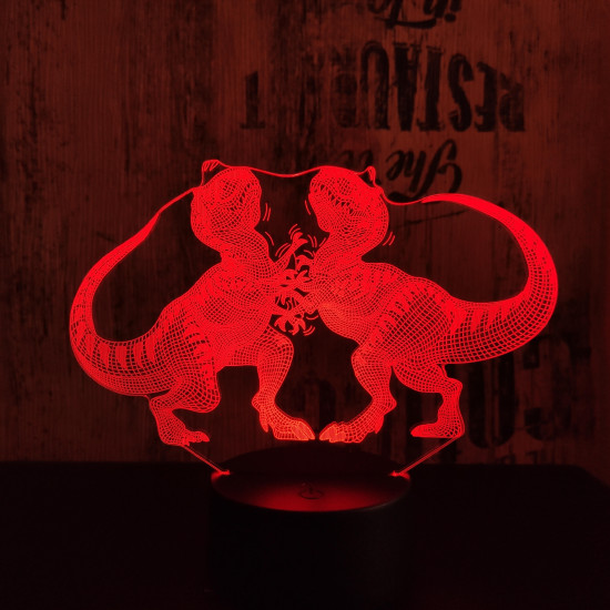 Dinók viadala 7 színű 3D led lámpa