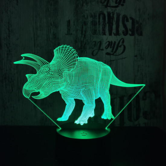 Triceratops 3 7 színű 3D led lámpa