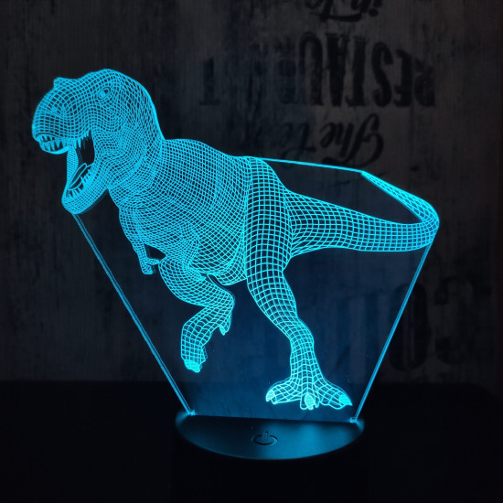 T-Rex 6 7 színű 3D led lámpa