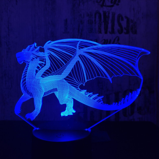 Sárkány 6 7 színű 3D led lámpa