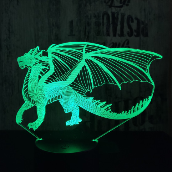 Sárkány 6 7 színű 3D led lámpa