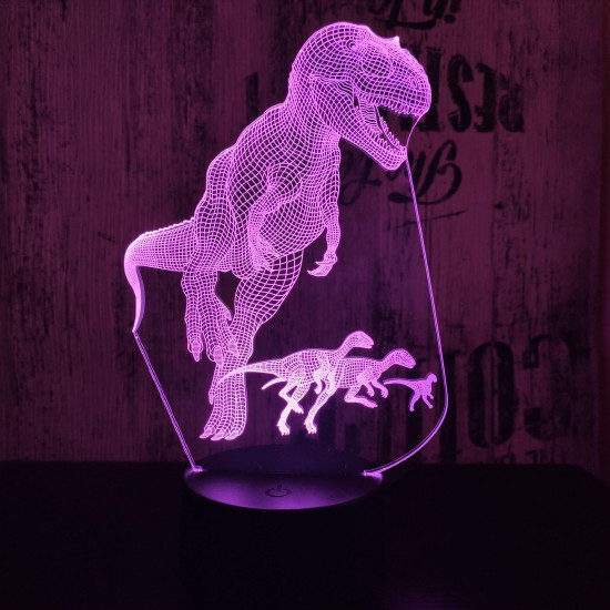 Alfa a T rex 7 színű 3D led lámpa