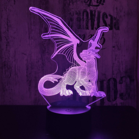 Sárkány 3 7 színű 3D led lámpa