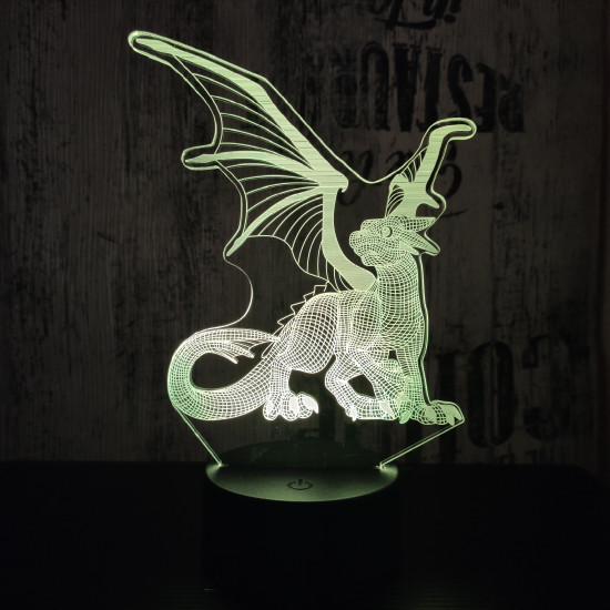 Sárkány 3 7 színű 3D led lámpa