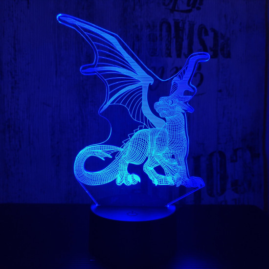 Sárkány 3 7 színű 3D led lámpa