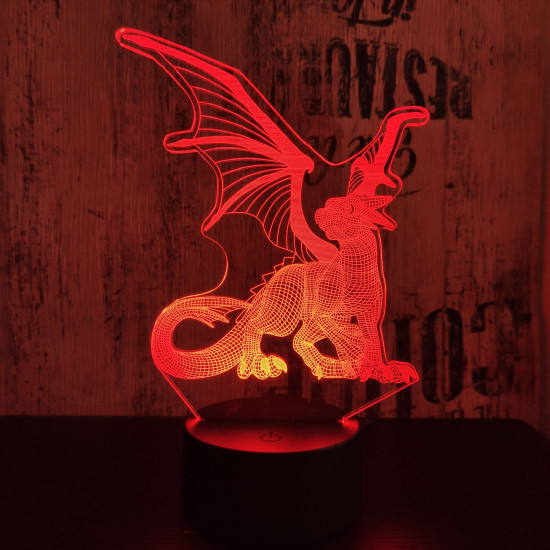 Sárkány 3 7 színű 3D led lámpa