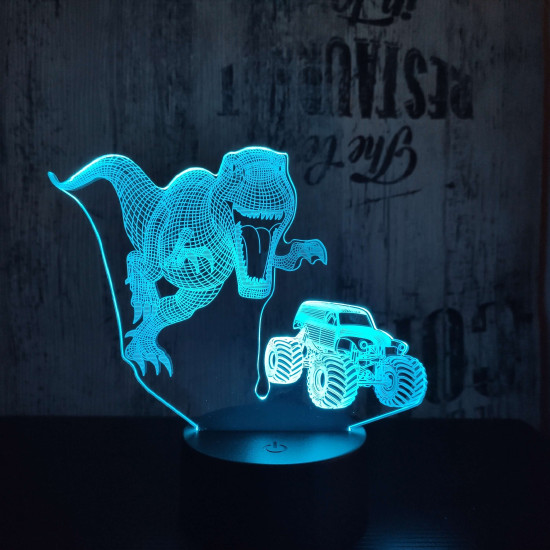 T-Rex és Autó 7 színű 3D led lámpa