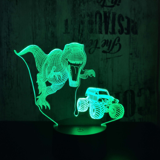 T-Rex és Autó 7 színű 3D led lámpa